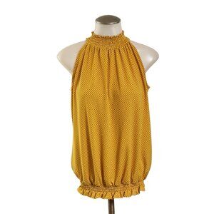 NWOT .Adriana Papell .Women Mustard Color Mock-Neck Blouses Size S